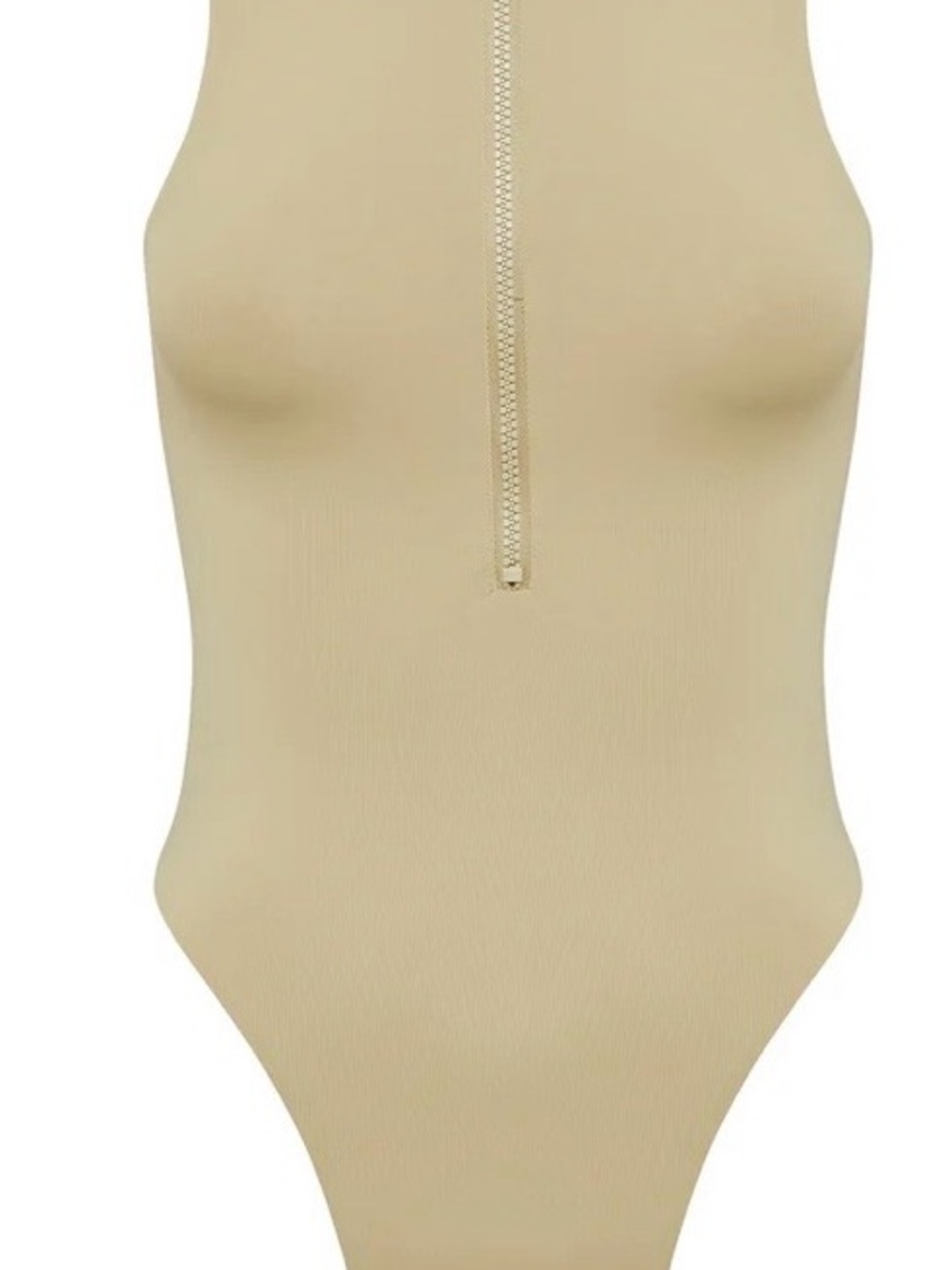 High-Neck Zip Front One-Piece Swimsuit - Oyster by MyraSwim
